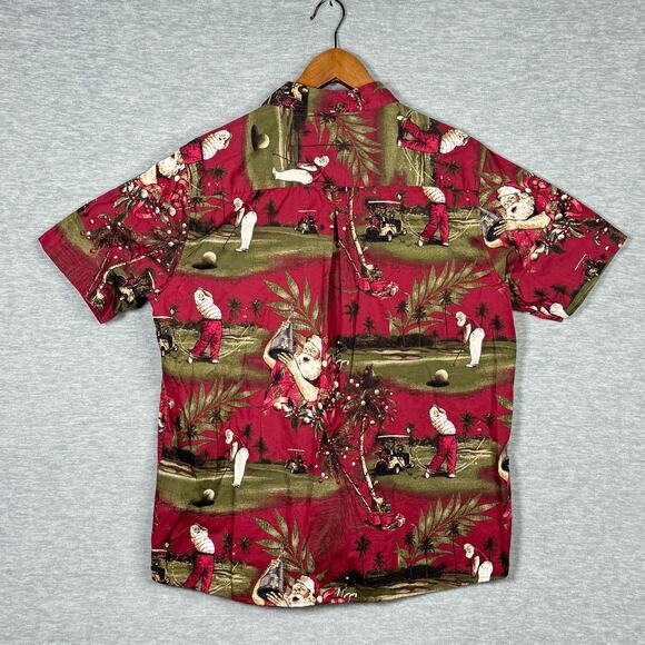Clearwater Outfitters Short Sleeve Button Down Golfing Santa Christmas Casual - Picture 1 of 4